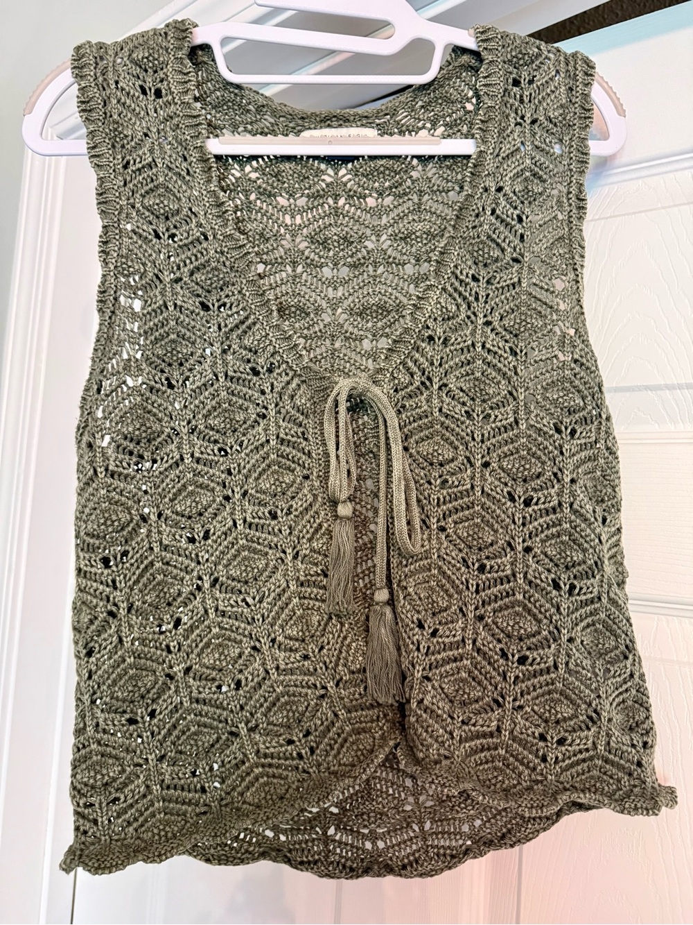 American Eagle Outfitters Olive Green Crochet Vest